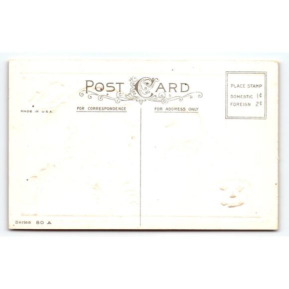 Vintage 1907-1915 Halloween Greetings Postcard with Girl & Jack-O'-Lantern - Picture 2 of 2